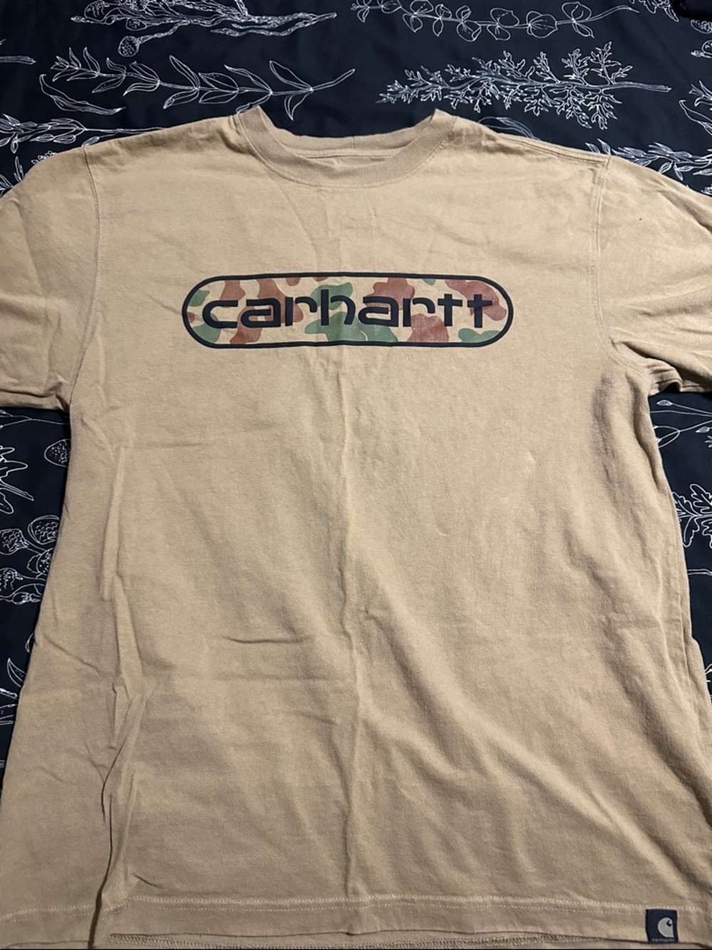 Carhartt Tan Short-Sleeve Tee with Camo Logo